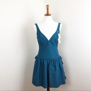 J. Crew Blue Swan Ruffle Party Dress Size 4